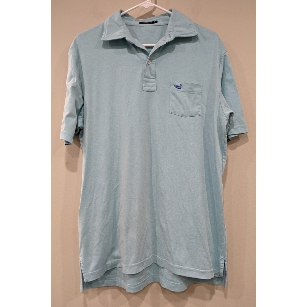 Southern Marsh Aqua Collared Polo Shirt Size Medium